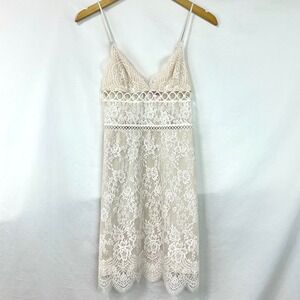 VICTORIAS SECRET Cream Dream Angels Nude Lace Chemise Slip Dress Sexy Women's XS
